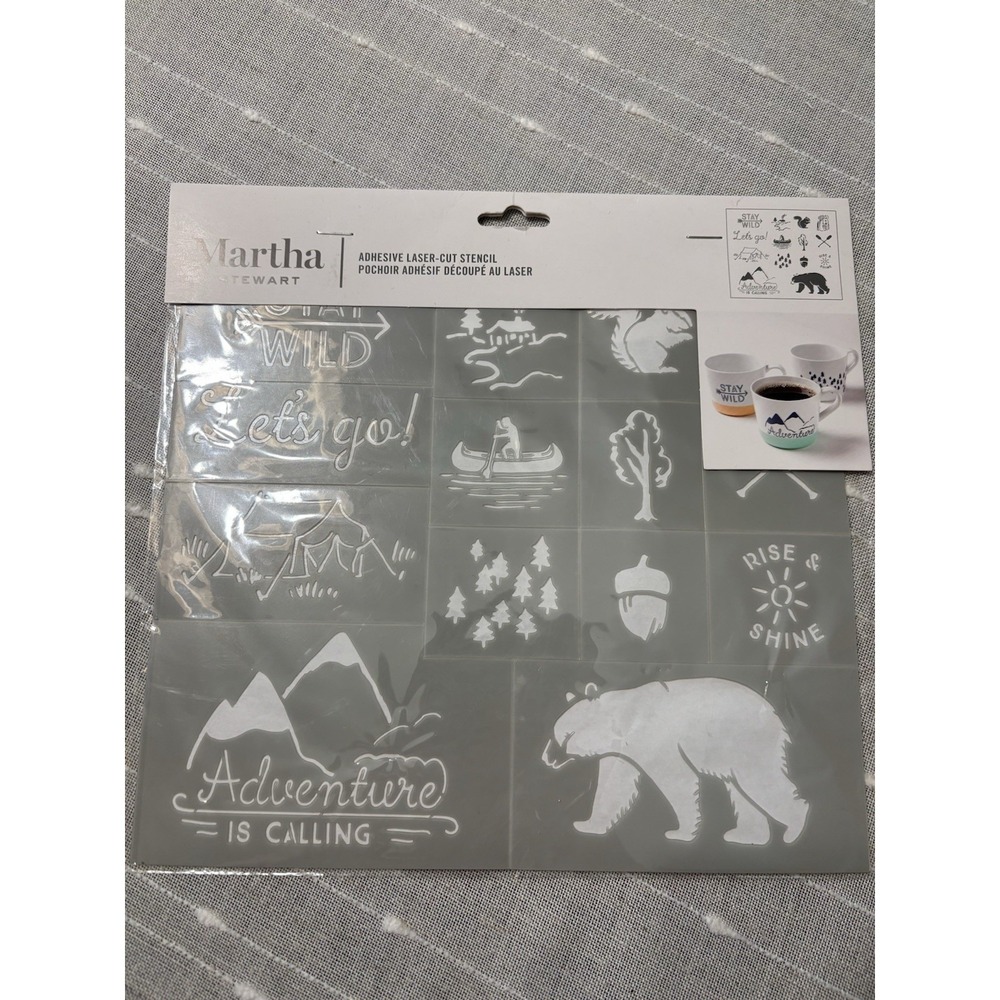 Martha Stewart Crafts Laser-Cut Adhesive Stencil 1 Sheet NEW outdoor adventures